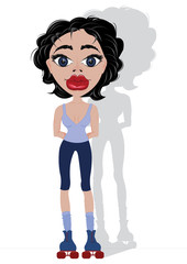 A young girl drives rollers