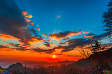 Fototapeta premium Amazing red sky at sunset