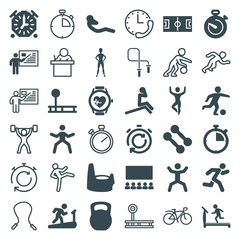 Set of 36 training filled and outline icons