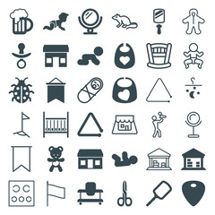 Set of 36 small filled and outline icons