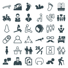 Set of 36 person filled and outline icons