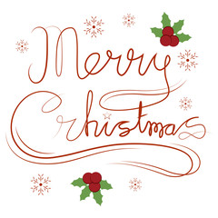 Merry Christmas text Calligraphic Lettering design card template. Vector illustration