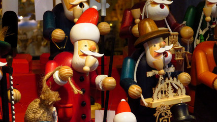 Classic Wooden Santa Claus Toy at Christmas Market