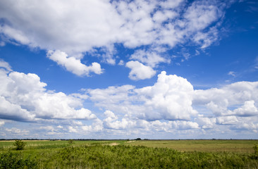 Fototapeta na wymiar Heavenly landscape with clouds. Cumulus clouds in the sky