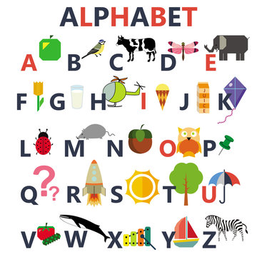 alphabet on the white background caption