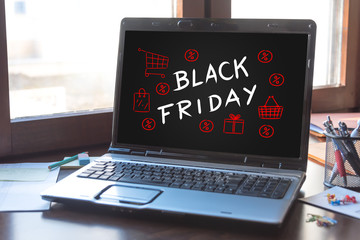 Black friday concept on a laptop screen