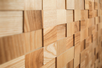 Fototapeta premium View of wooden tiles, closeup