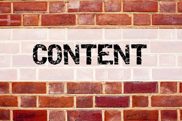 Conceptual announcement text caption inspiration showing Content. Business concept for Business to Success written on old brick background with copy space