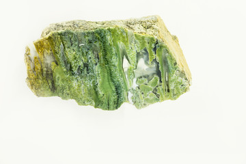 Moss agate - white isolated background