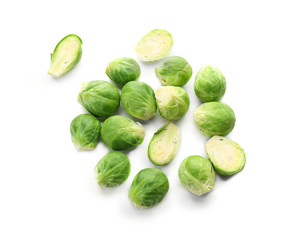 Fototapeta premium Fresh Brussels sprouts isolated on white