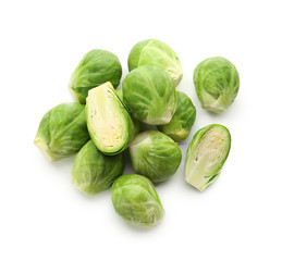 Fototapeta premium Fresh Brussels sprouts isolated on white