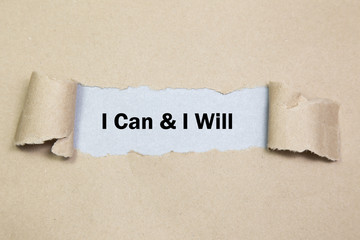 I Can And I Will message written under torn paper.