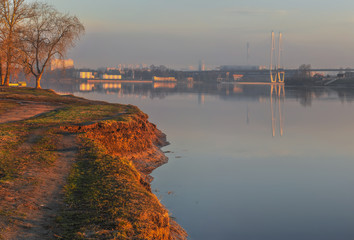 Early spring morning on the banks of the Neva.