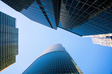 Fototapeta na wymiar Low angle view of modern skyscrapers