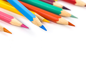 Coloured pencil on white background