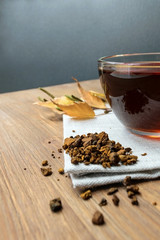 Therapeutic tea with Chaga mushroom.