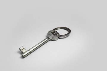 Old key isolated on white background. without shadow