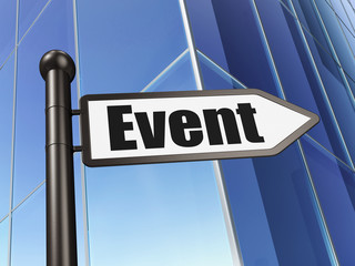 Entertainment, concept: sign Event on Building background, 3D rendering