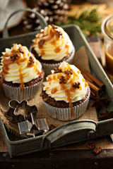 Gingerbread men cupcakes with caramel