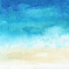Fototapeta na wymiar Ocean watercolor hand painting illustration.