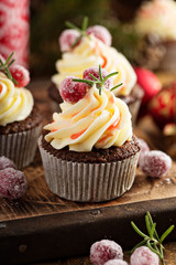 Sugared cranberry ginger cupcakes