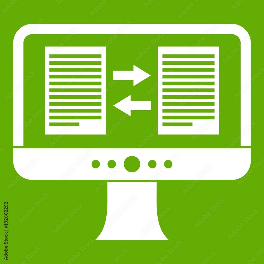 Poster translator app on the screen of computer icon green