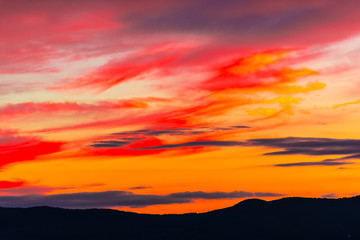 Naklejka na ściany i meble Amazing clouds colorful at the sunset