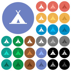 Tent round flat multi colored icons