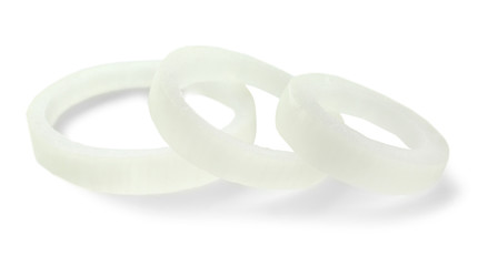 Fresh onion rings, isolated on white