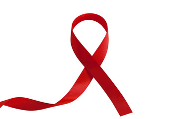 Red awareness ribbon isolated on a white background. World AIDS Day – 1 December.
