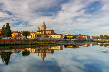 Florence. The city embankment along the Arno River.