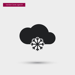 Cloud with snowflake icon simple winter vector sign