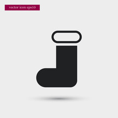 Xmas sock icon simple winter vector sign
