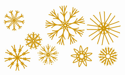 Strohsterne, Schneeflocken - gold auf weißem Hintergrund - 182607612