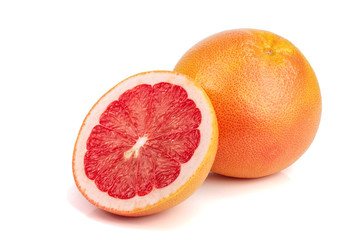 grapefruit and half isolated on white background