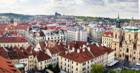 Fototapeta na wymiar Prague rooftops panorama, Czech Republic landmark