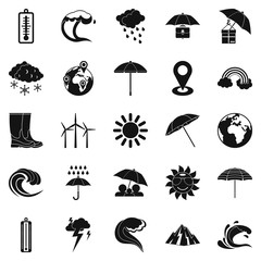 Climate icons set, simple style