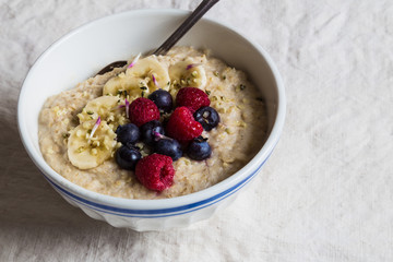 Oatmeal bowl with fruit topping