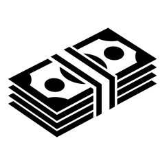 Bundle note icon, simple black style