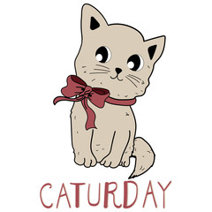 Caturday Cat With Red Bow