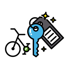 Bicycle rental icon colorful black outline isolated