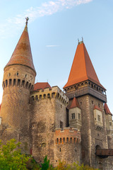 Corvinesti castle at the sunrise
