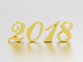 3D illustration new year 2018 gold numbers