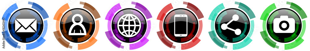 Poster modern design vector internet icons. social media colorful buttons isolated on white background.