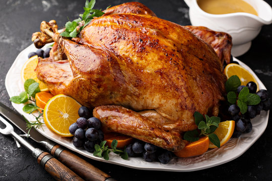 Festive celebration roasted turkey for Thanksgiving
