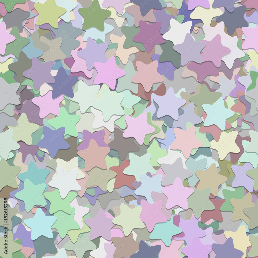 Poster seamless geometrical star background pattern - vector design from multicolored rounded pentagram sta