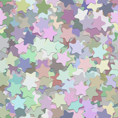 Seamless geometrical star background pattern - vector design from multicolored rounded pentagram stars with shadow effect © David Zydd