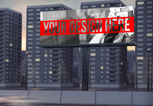 Billboard Mockup with Apartment Complex in Background 2