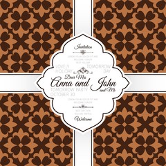 Invitation card with brown french pattern