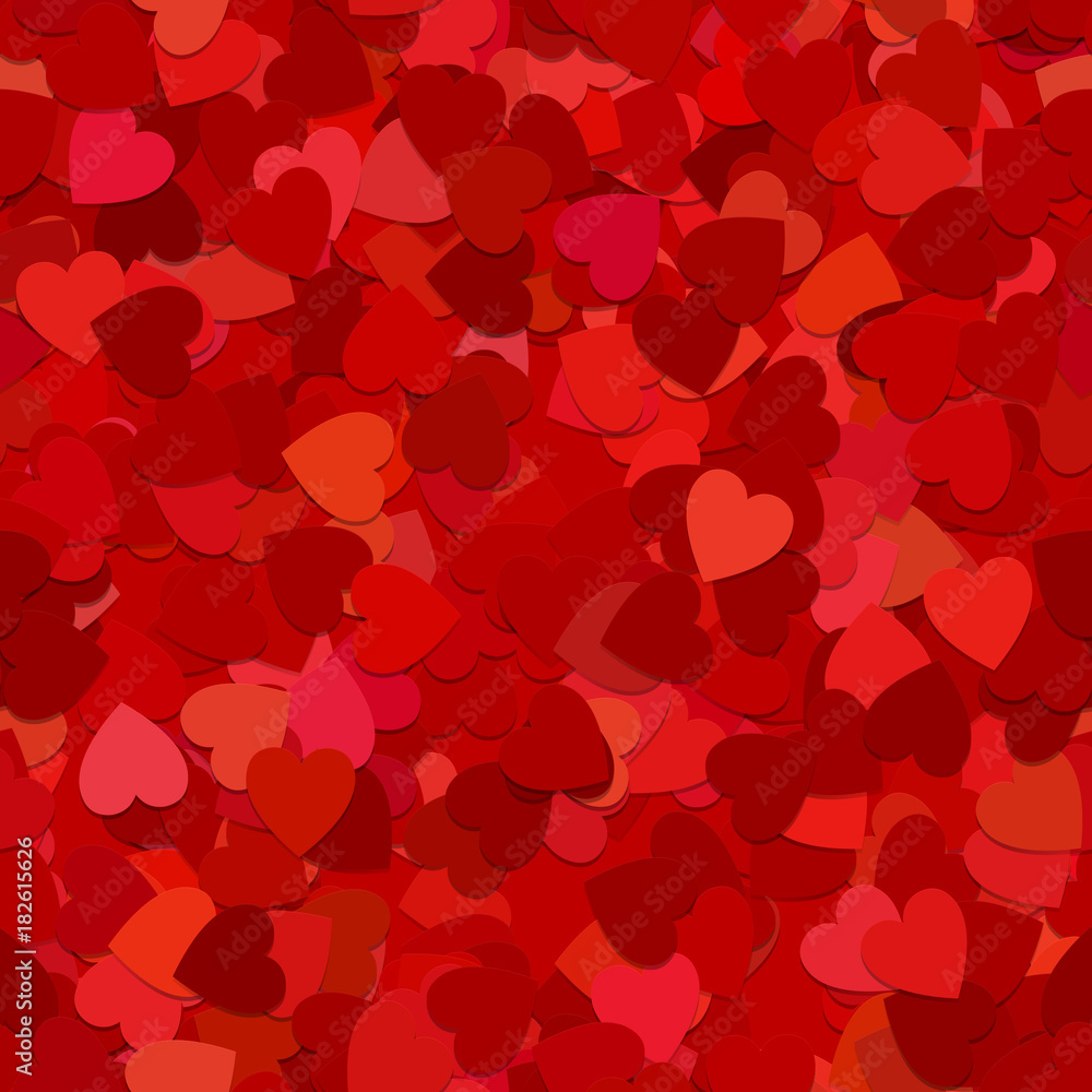 Poster repeating geometric heart pattern background - vector graphic design from rotated red hearts with sh